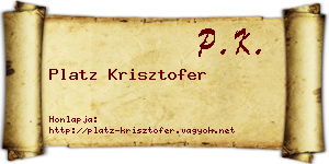 Platz Krisztofer névjegykártya